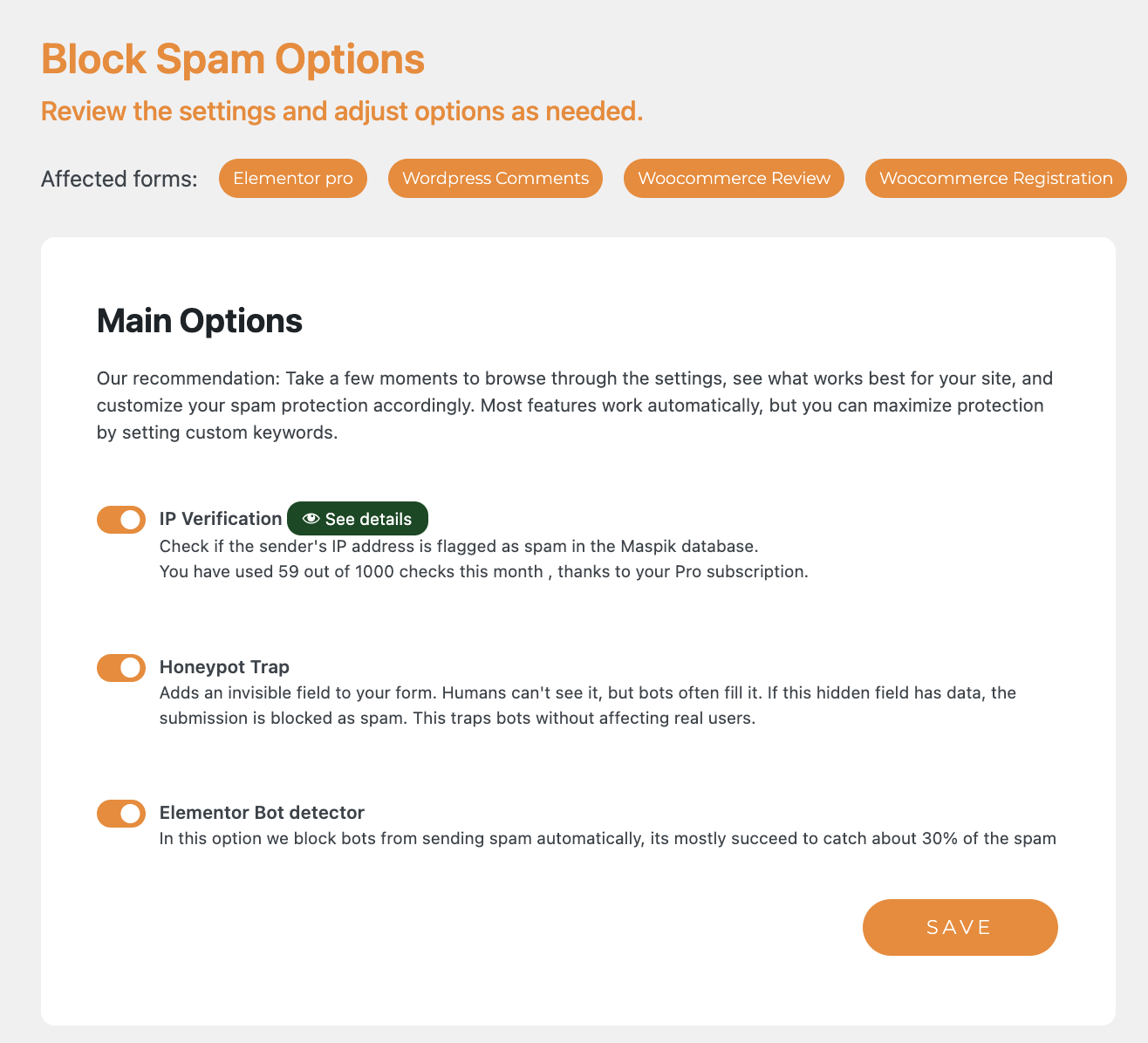 Documentation page: Getting Started | Maspik - Ultimate Spam Solution